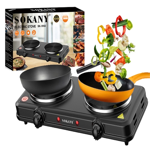 Bếp điện đôi đa năng SOKANY 2000W chuyên đun nước, hầm cháo, hơ lá trầu…