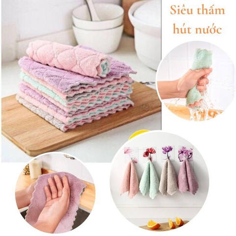 Khăn lau nhà bếp đa năng 2 mặt mềm mại, siêu thấm hút