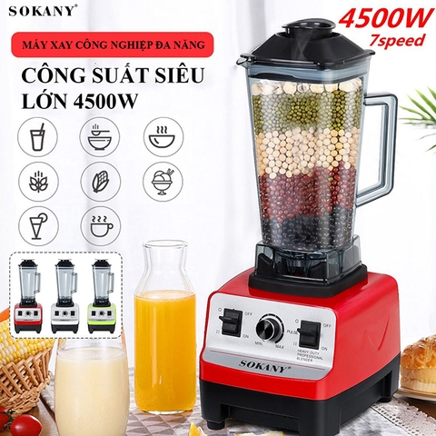 Máy xay sinh tố công nghiệp SOKANY 4500W công suất cao, xay cực nhuyễn