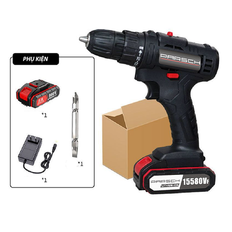 Máy vặn ốc vít, máy khoan pin động cơ lõi đồng, 2 cấp độ có đèn led chiếu sáng