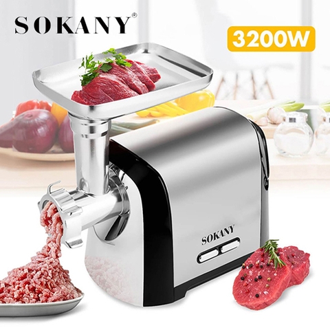 Máy đùn thịt công nghiệp SOKANY 3200W xay thịt đa năng nhồi xúc xích, lạp xưởng