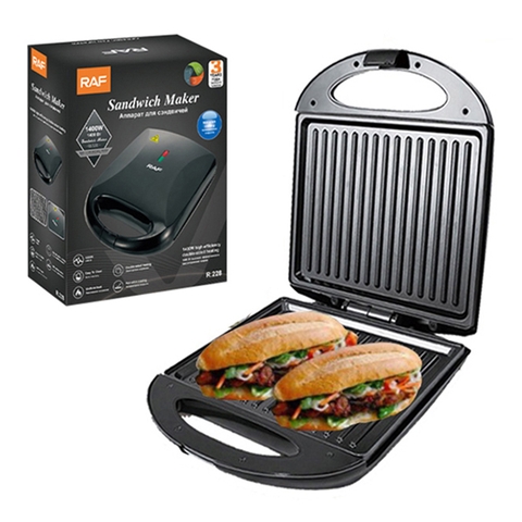 Máy kẹp nướng bánh mỳ đôi HAEGER RAF 1400W gia nhiệt kép 2 mặt, làm nóng nhanh