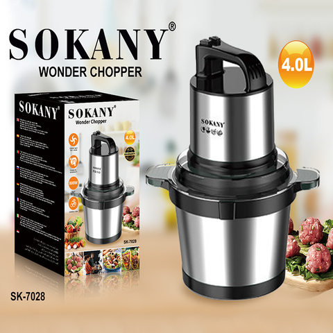 Máy xay thịt đa năng SOKANY 800W cối 4L inox 4 lưỡi dao thép không gỉ