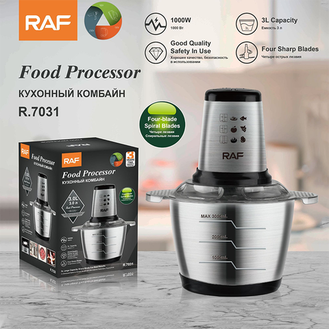 Máy xay thịt, xay rau củ quả RAF 1000W cối 3 lít công suất cao, xay thịt nhanh chóng