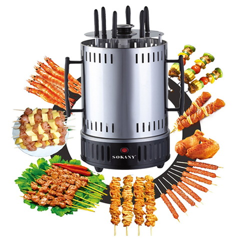 Lò nướng thịt xiên, bếp nướng hải sản SOKANY 2800W quay tự động 360 độ, thịt chín đều