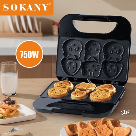 Máy nướng bánh hình thú SOKANY 750W làm nóng 2 mặt khuôn chín đều