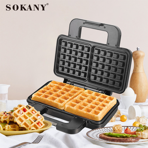 Máy làm bánh waffle đôi SOKANY 1000W làm nóng nhanh chín đều 2 mặt khuôn