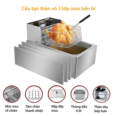 Bếp chiên nhúng điện DORON 2500W nhiệt độ cao, sôi cực nhanh