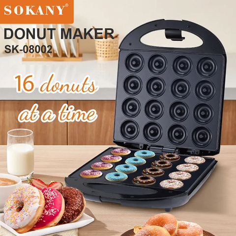 Máy làm bánh vòng Donut 16 bánh mini chính hãng Sokany 1200W