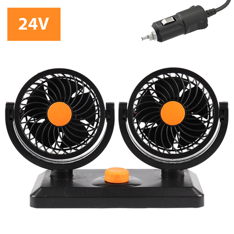 Quạt đôi ô tô 10W cắm tẩu 24v xoay 360 độ cho xe tải, xe công