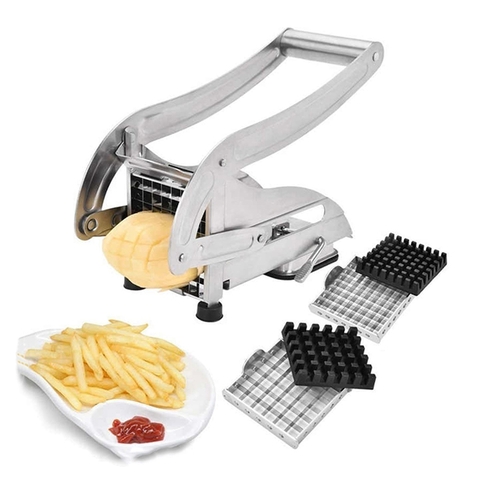 Dụng cụ cắt khoai tây chiên máy cắt củ quả hình vuông con trì 2 cỡ dao
