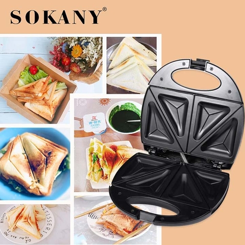 Máy ép nướng bánh mì sandwich SOKANY 750W gia nhiệt kép làm nóng nhanh