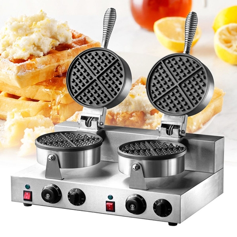 Máy làm bánh waffle đôi, nướng bánh kẹp tổ ong 2400W điều chỉnh 50 - 250 độ, làm nóng nhanh