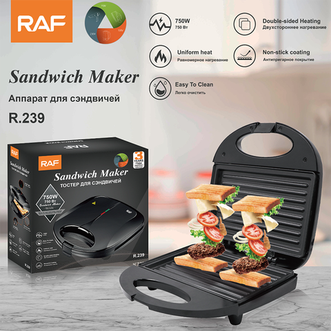Máy kẹp nướng bánh mì HAEGER RAF 750W gia nhiệt kép, chống dính telfon siêu bền