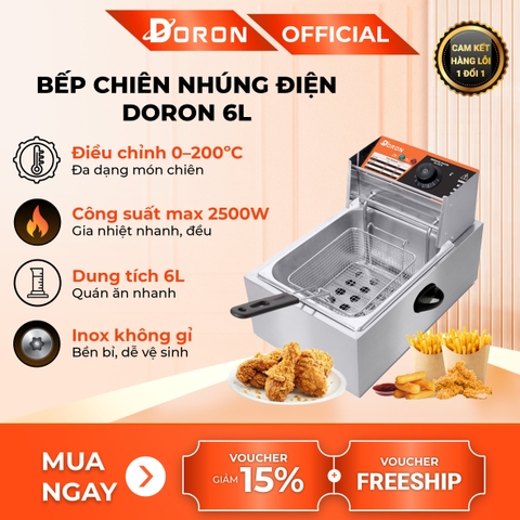 Bếp chiên nhúng điện 6L đơn DORON 2500W nhiệt độ cao, sôi cực nhanh