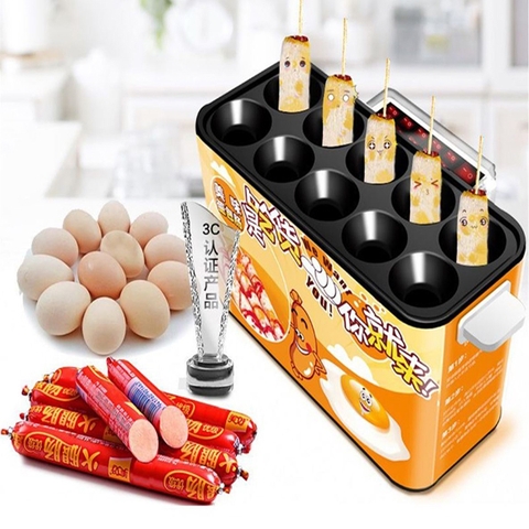 Máy làm trứng xúc xích 1400W 10 ống công nghiệp năng suất cao, làm nóng nhanh