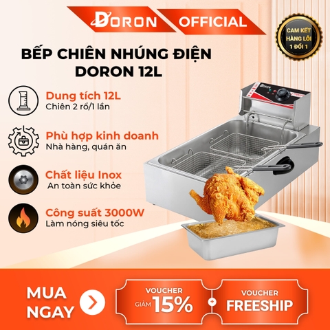 Bếp chiên nhúng điện 12L đơn DORON 3000W nhiệt độ cao, sôi cực nhanh