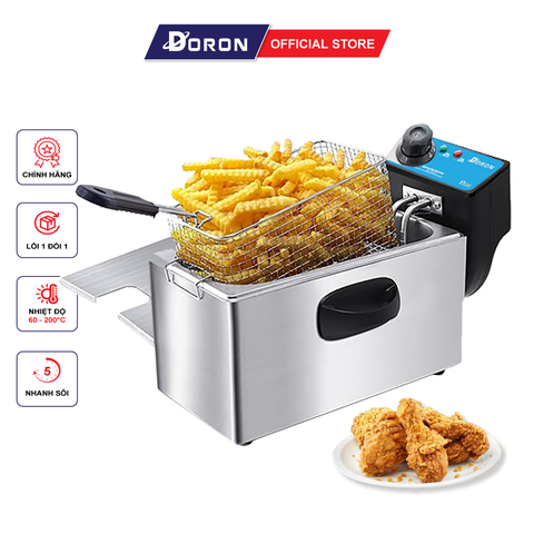 Bếp rán điện, bếp chiên nhúng 4 lít DORON 2000W nhiệt độ cao, sôi cực nhanh