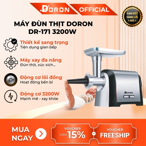 Máy đùn thịt DORON_171, 3200W xay thịt đa năng nhồi xúc xích, lạp xưởng