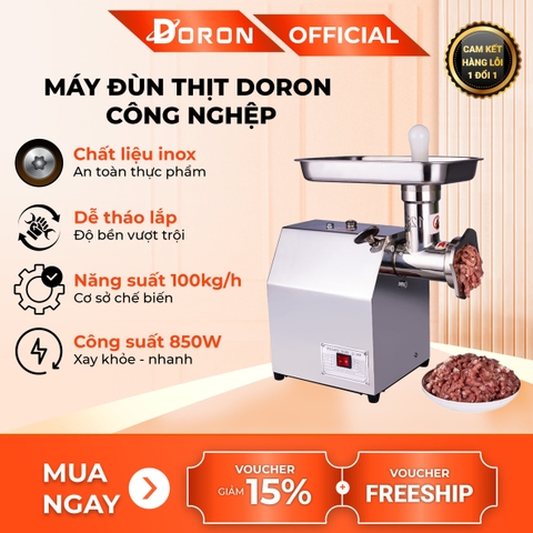 Máy đùn thịt công nghiệp DORON_172, 850W xay thịt đa năng nhồi xúc xích, lạp xưởng