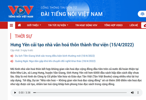 Hưng Yên cải tạo nhà văn hoá thôn thành thư viện (15/4/2022)