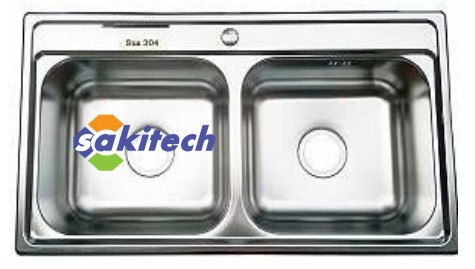 DAP3201_Chậu rửa bát Inox công nghệ dập,  2 hố, KT:78-43, Sus 304