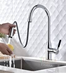 Vòi bếp, Đồng mạ Crom, Loại rút, đầu trụ tay gạt bóc ABS đen 6441
