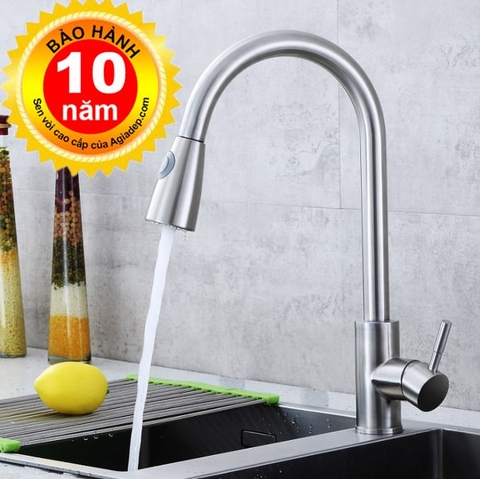 Vòi bếp nóng lạnh (kiêm đầu xịt) SUS304 + 2 dây cấp - Hàng Siêu Cấp - Kiểu B ITALIA