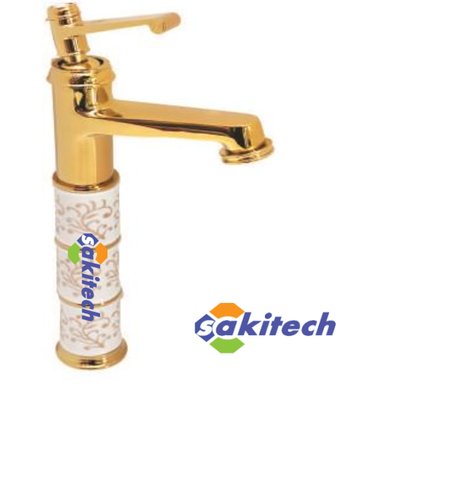LVR5502_Vòi Lavabo Cao - 1 lỗ - Thân 3 vòng đá, mạ đồng Oryman, trụ tròn