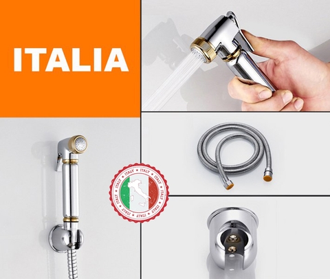 Bộ xịt 5 (đầu + dây + giá đỡ) Hợp kim mạ Vàng Trắng - Hàng Siêu cấp ITALIA