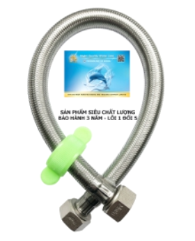 DC013-Dây cấp sợi bện inox 304 (Dây mềm cao cấp) - Ốc đồng mạ xi 23mm -40 cm