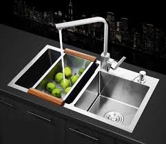CRB005_Chậu rửa bát Inox công nghệ đúc-H22L20, 2 hố, Lệch 2.0