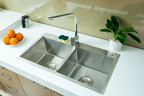 CRB027_Chậu rửa bát Inox công nghệ đúc-H22C20, 2 hố, cân 2.0