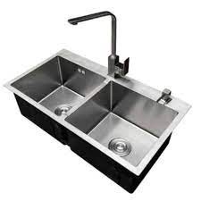 CRB050_Chậu rửa bát Inox công nghệ đúc-H32C352, 2 hố, cân 3.5, sus304, D0.9