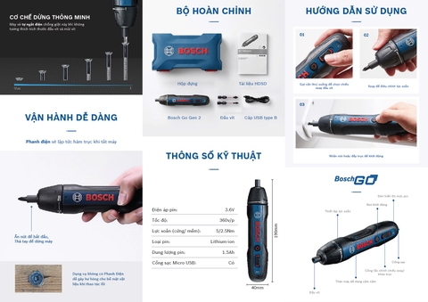 Máy khoan vặn vít pin Bosch GO Gen 2