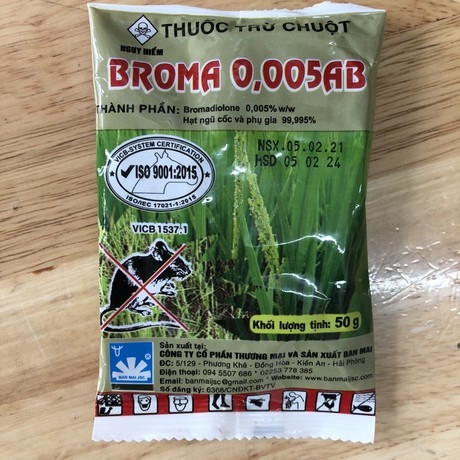 Combo 5 gói Thuốc diệt chuột Broma 0,005 AB hiệu quả cao (gói 50g)