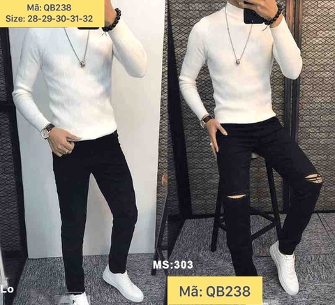 Mã QB238- Quần Jean Đen Rách Gối 303