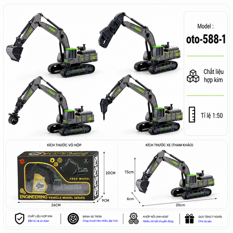 Xe Công Trình nhiều kiểu dáng , chất liệu bằng thép hợp kim , tỉ lệ 1:50 - SKU : oto-588-1 ( VAT : 103-02-70 )