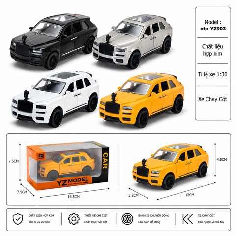 Mô Hình xe rolls royce hợp kim , tỉ lệ 1:36 - Dài 12cm - rộng 5.2cm - cao 4.5cm - SKU : oto-YZ903 - ( Vat : 003-01-35 )
