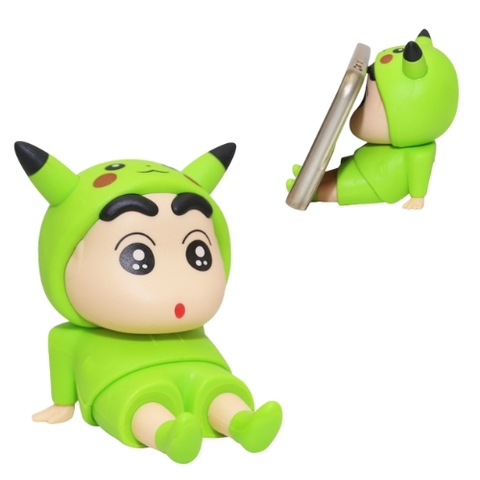 Mô Hình Shin cosplay picachu xanh dáng ngồi ( Kê Điện Thoại ) - Cao 9.5cm - Rộng 10cm - Ngang 8.5cm - nặng : 100gram - SKU : sh850o - ( Vat : H384 ) T4