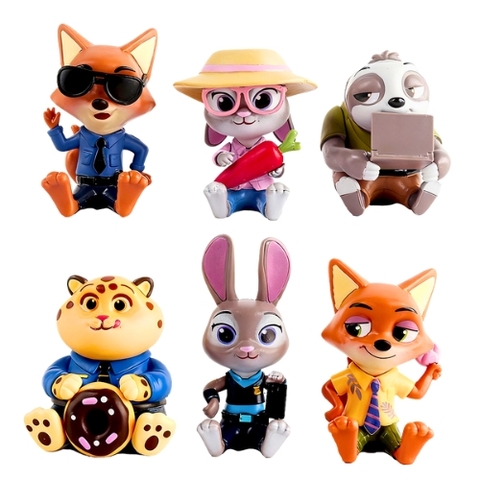 Mô hình bộ 6 nhân vật Zootobia Bản A  . Cao 6 - 7.5cm , nặng 340gram - Figure Zootobia - SKU : hm181