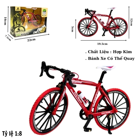 Mô Hình xe đạp đua màu đỏ. tỉ lệ 1:8 - Dài 19.5cm - rộng 5cm - cao 12cm - nặng : 200gram - FULL BOX . SKU : oto542b - K68-T3-S8