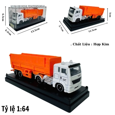 Mô Hình xe tải chở hàng màu cam . tỉ lệ 1:64 - Dài 12.5cm - rộng 2.7cm - cao 5cm - nặng : 300gram - FULL BOX . SKU : oto510b