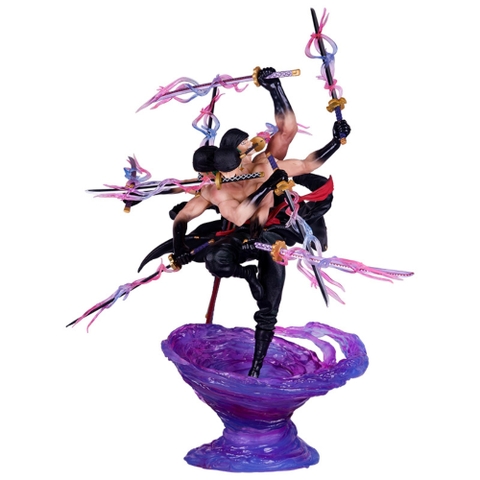 Mô Hình OnePiece Zoro 3 đầu 6 tay dáng đứng có base Tặng Led dây - Phụ kiện : kiếm + hiệu ứng - Cao 40cm Nặng 1500gram - Figure OnePiece - Full Box - (VAT MH006) -  K17-T4-S10