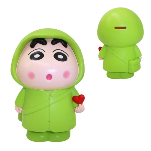 Mô Hình Em Bé Trai áo mưa xanh cầm trái tim ( có thể bỏ tiền ) - Cao 22cm - Rộng 14cm - Ngang 14.5cm - nặng : 300gram - SKU : sh850p - ( Vat : MH001-01 ) T4
