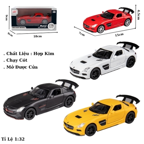 Mô Hình xe oto Mercedes SLS AMG hợp kim , tỉ lệ 1:32 - Dài 15cm - rộng 7cm - cao 4.5cm - SKU : oto-32653 - ( Vat : 003-01-100 )