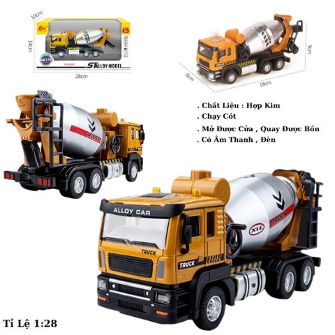 Mô Hình Xe Tải Chở Bồn Bê Tông , tỉ lệ 1:28 , chất liệu hợp kim - Dài 18cm - rộng 6cm - cao 9cm - SKU : oto-ST99-G2A - ( VAT : 003-02-100 ) - K88-T1-S4