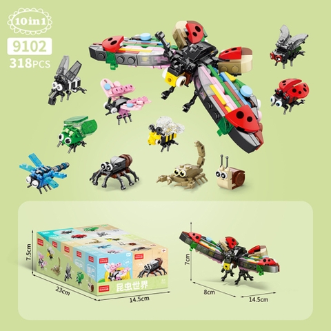 Đồ Chơi Lắp Ghép Lego Côn Trùng Cute (10 IN 1) - 318 hạt - Full Box - Sku : LG-9102