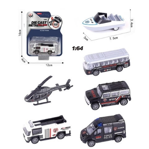 Mô Hình Bộ 6 Xe Oto Cano Trực Thăng hợp kim , tỉ lệ 1:64 - Dài 7.5cm - rộng 3cm - cao 3.4cm- SKU : oto-QZ614-G - ( Vat : 23711-1.56580-1 )