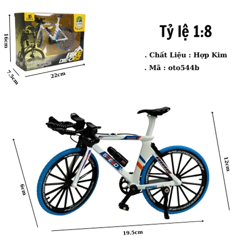 Mô Hình xe đạp trắng bánh xanh 1:8 Hợp kim - Dài 19.5cm - rộng 6cm - cao 11.5cm - nặng ~ 300gram - FULL BOX : box màu SKU : oto544b